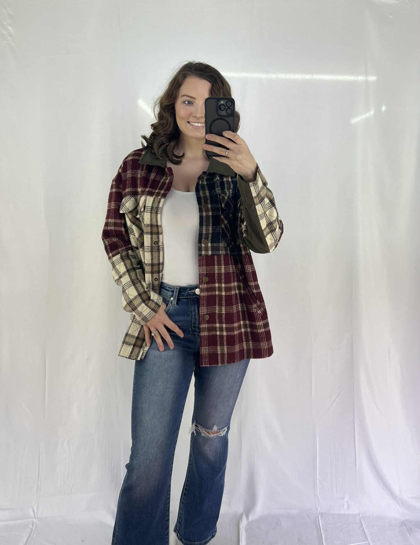Red Mixed Plaid Patchwork Retro