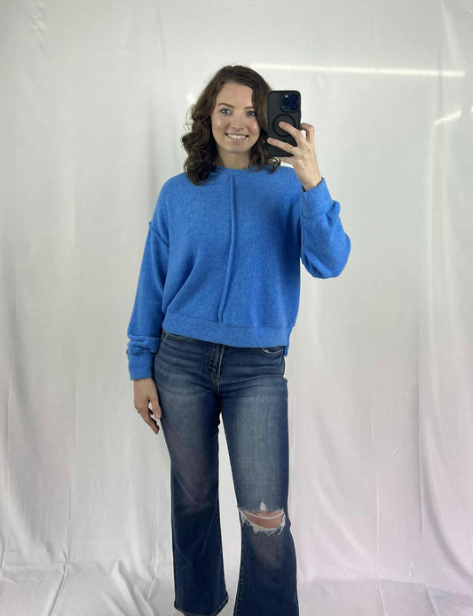 BRUSHED MELANGE HACCI HI-LOW HEM SWEATER