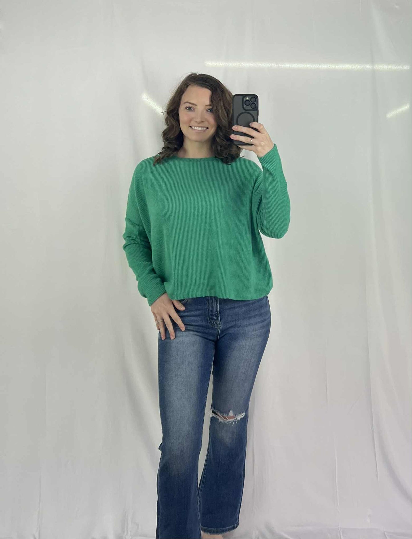 RIBBED DOLMAN LONG SLEEVE SWEATER