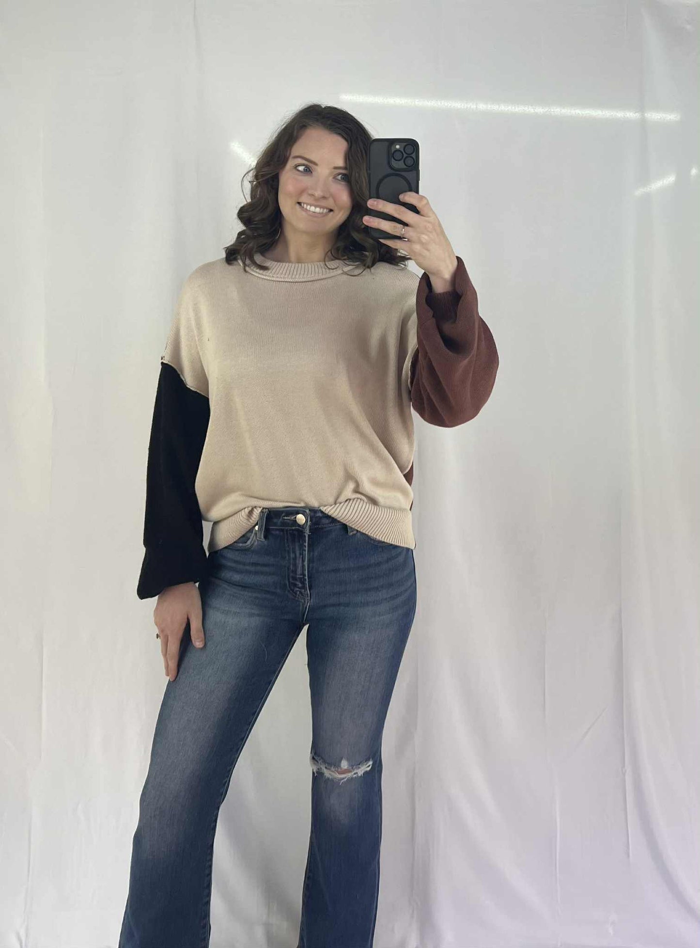 Chic Neutral Colorblock Sweater