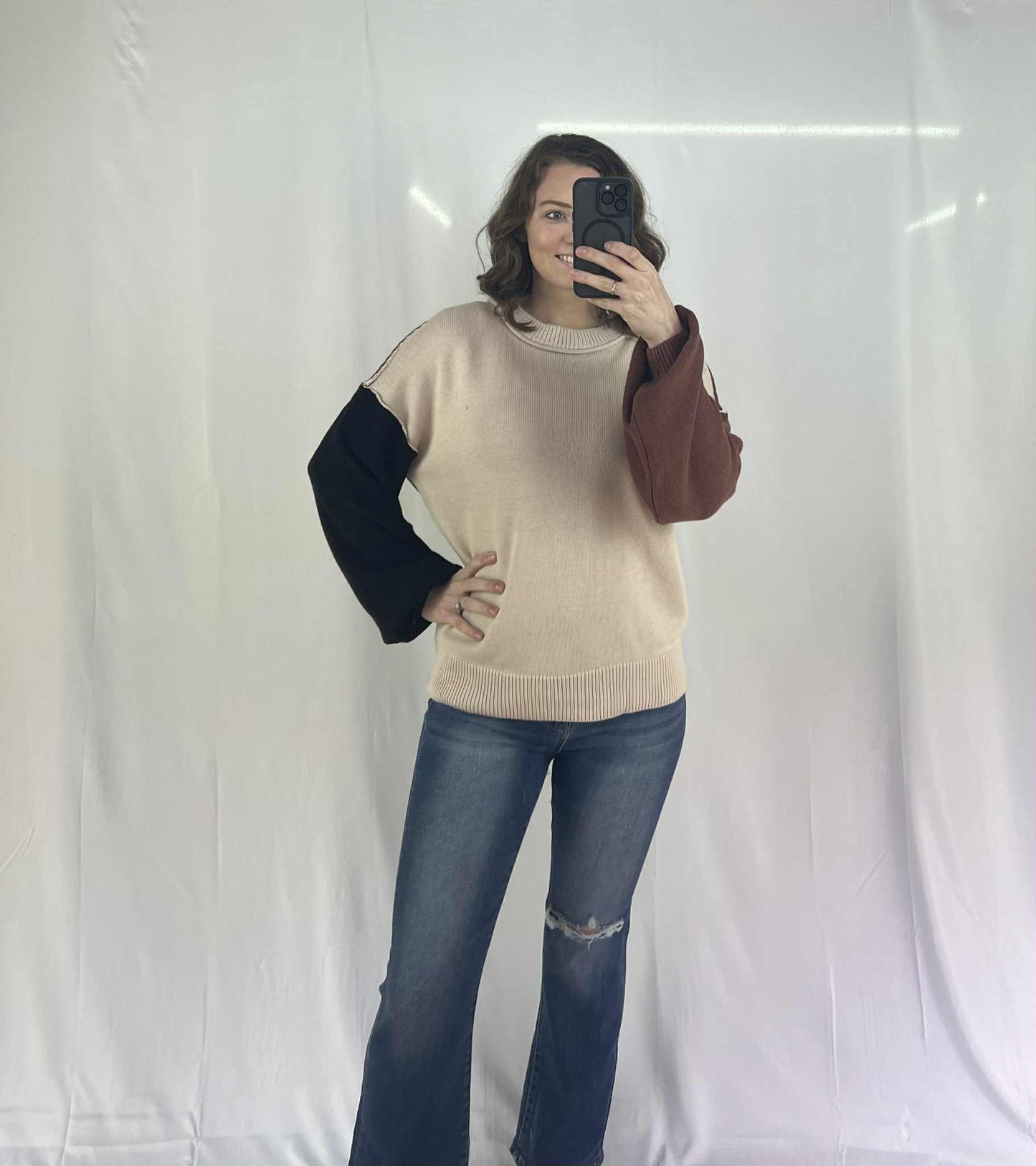 Chic Neutral Colorblock Sweater