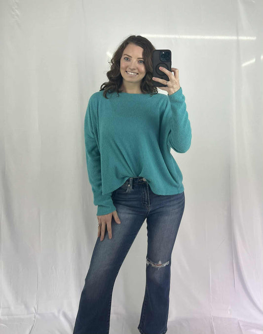 RIBBED DOLMAN LONG SLEEVE SWEATER