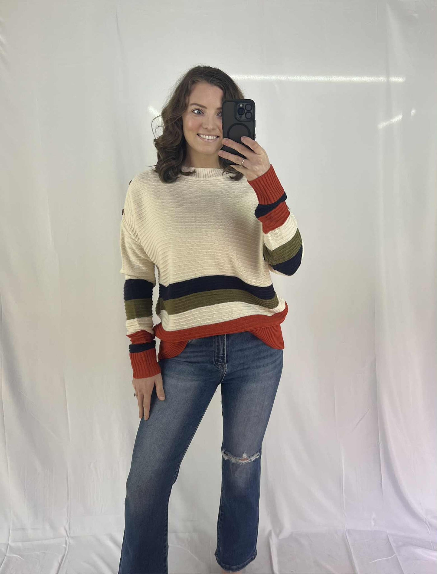 Seaside Stripe Button Sweater