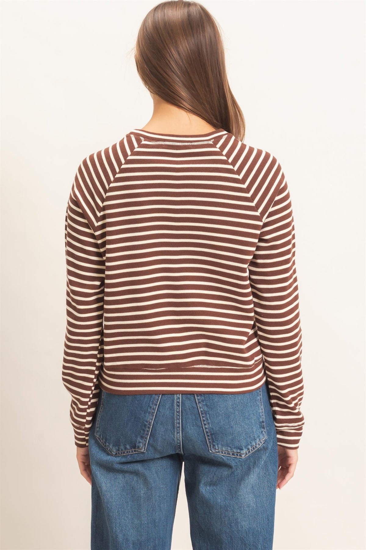 Striped Waffle Knit Raglan Top