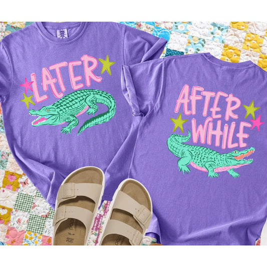Front/Back Later Alligator Purple Tee