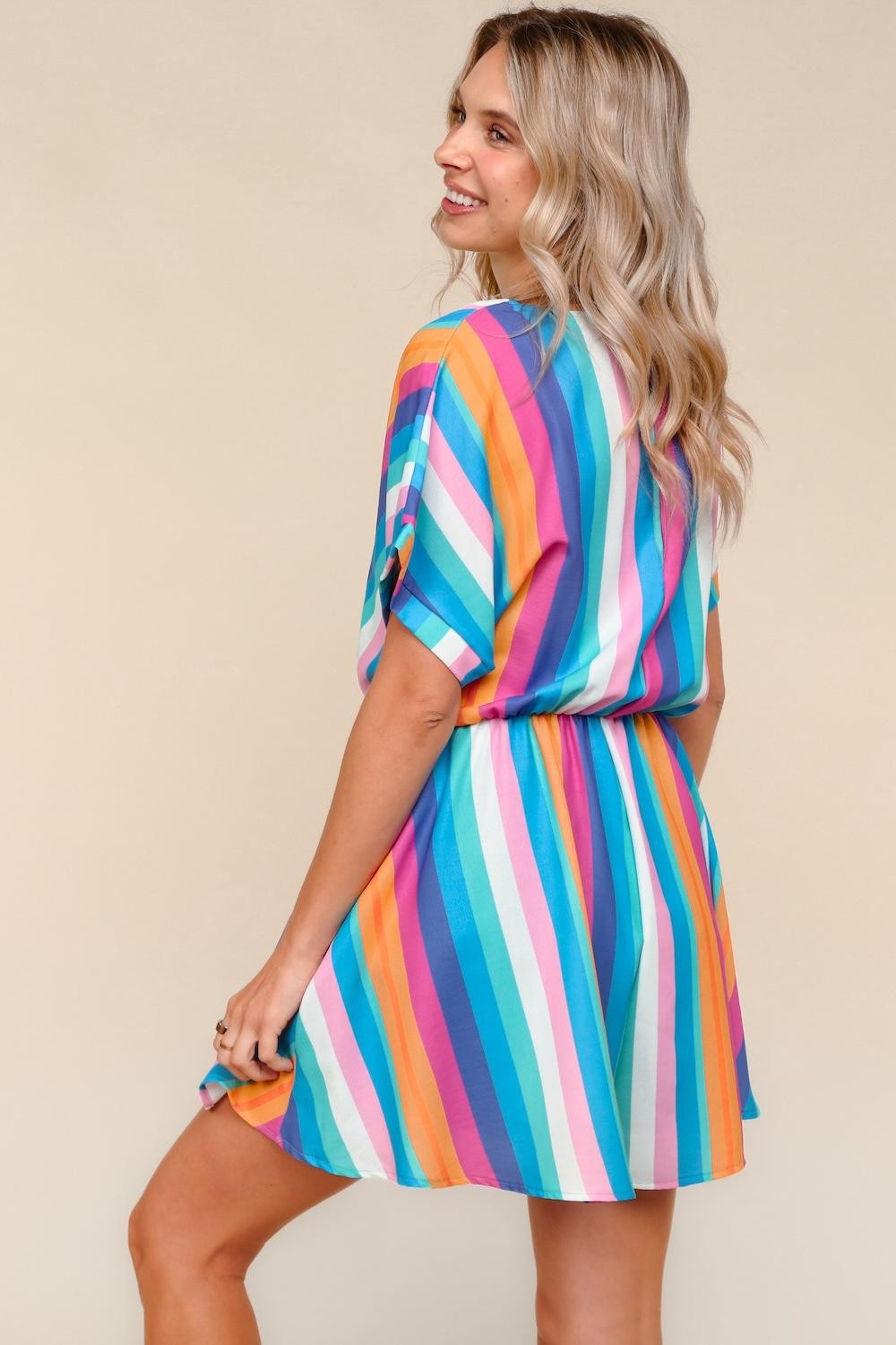 Multicolor Woven Romper W/ Elastic Waist