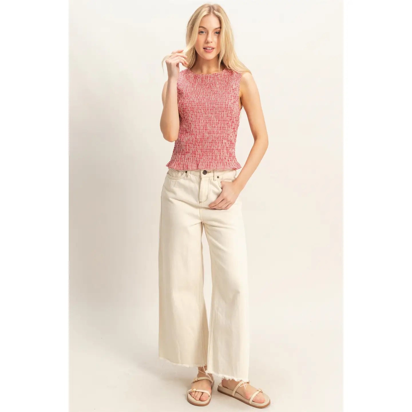 Smocked Sleeveless Top