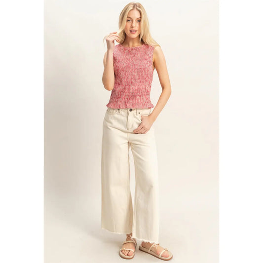 Smocked Sleeveless Top