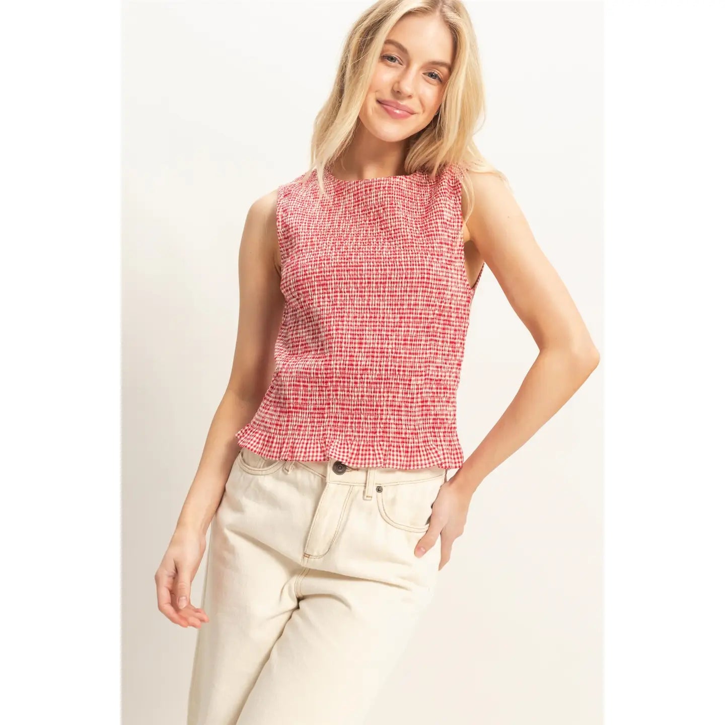 Smocked Sleeveless Top