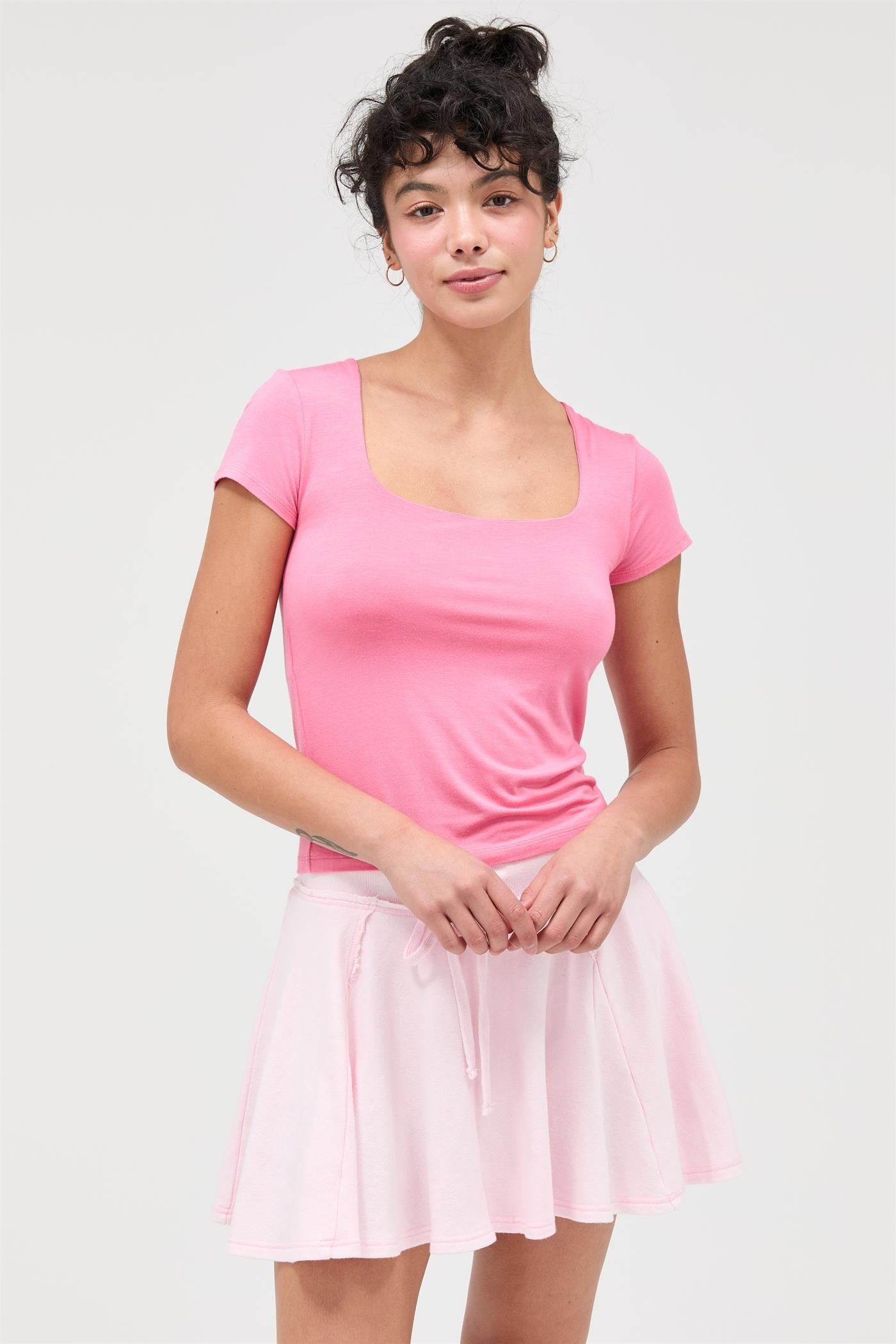 Square Neck Cap Sleeve Top