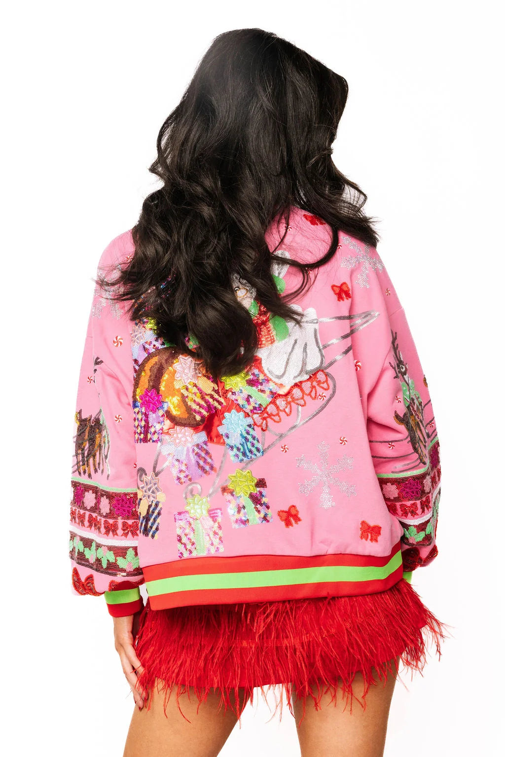Hot Pink Vintage Mrs. Claus Sleigh Sweatshirt