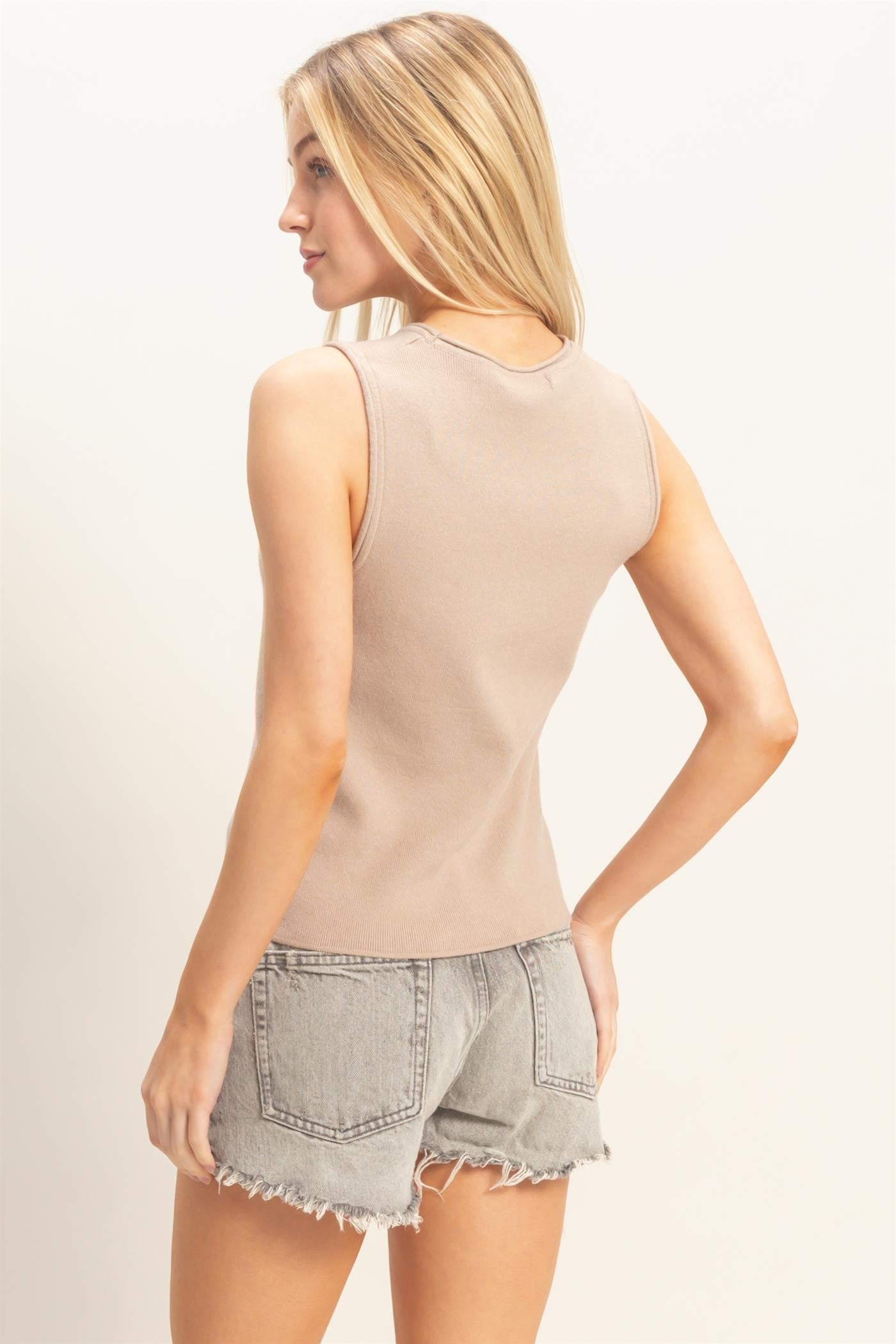 Ribbed Crew Neck Tank Top