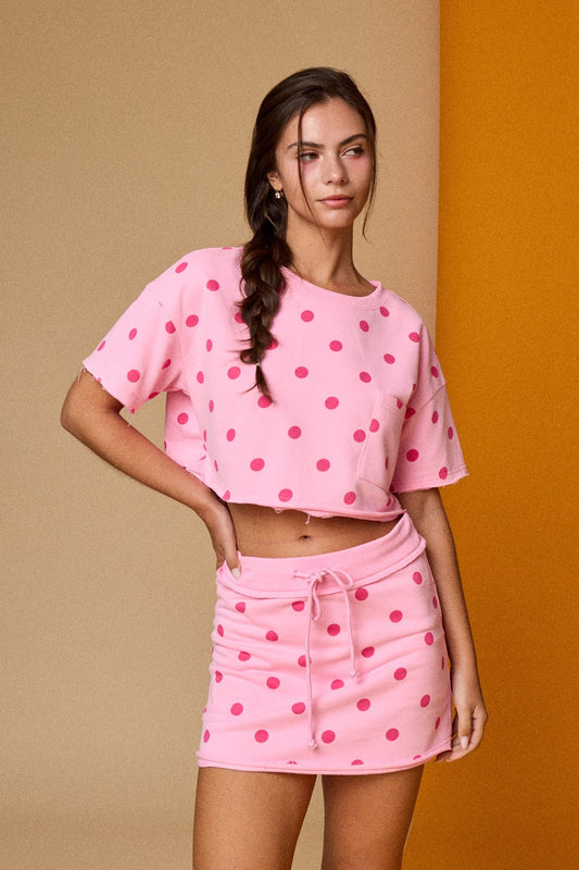Polka Dot Crop Top & Skorts Set