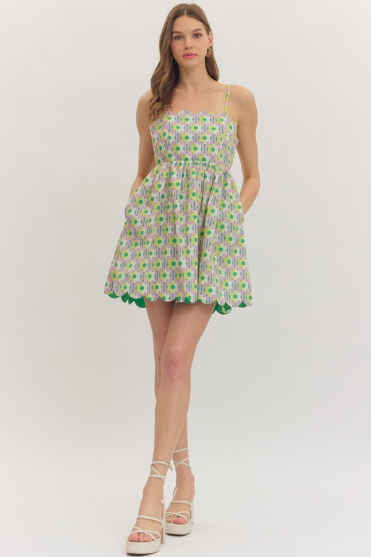 Printed sleeveless mini dress