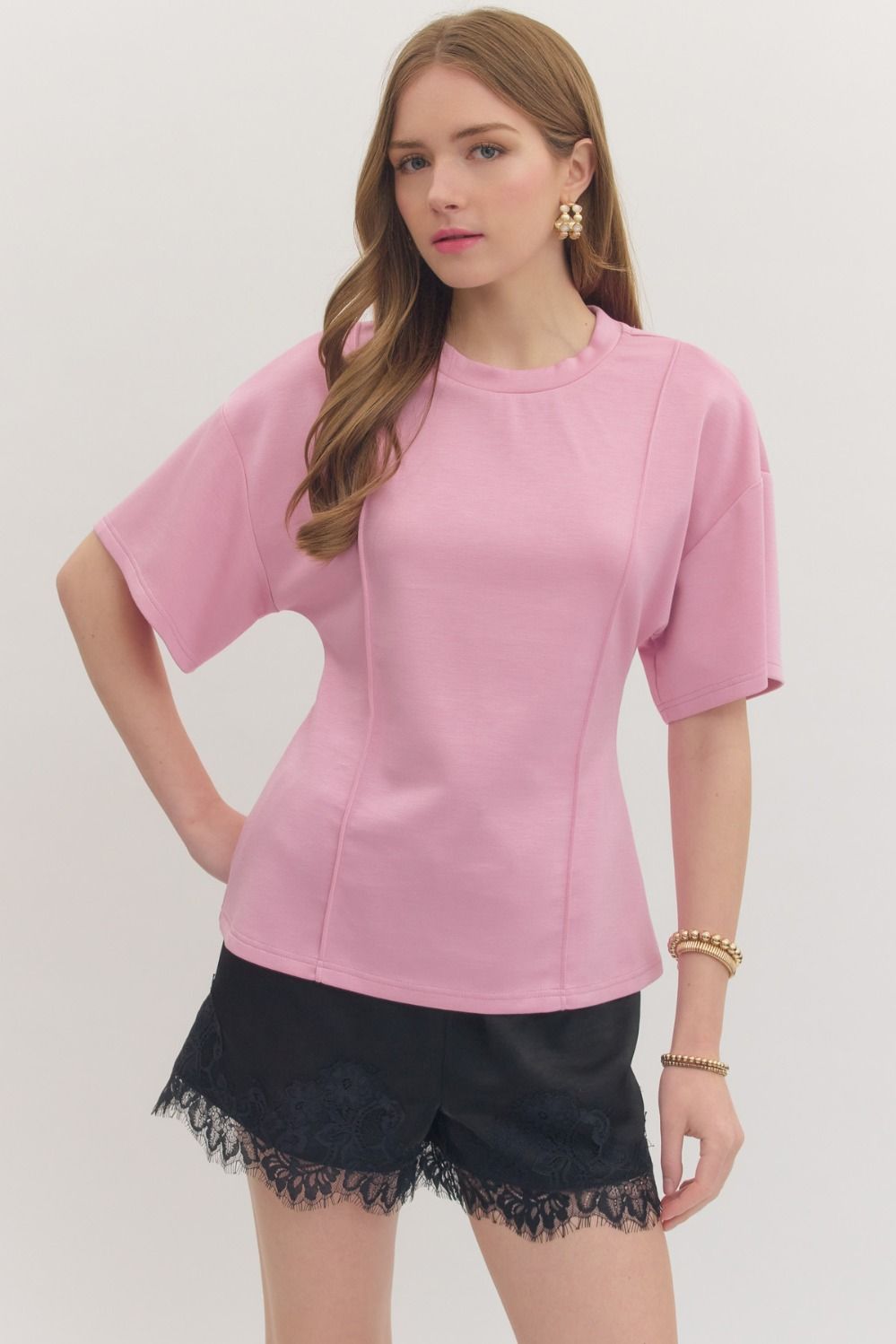 Solid short sleeve top