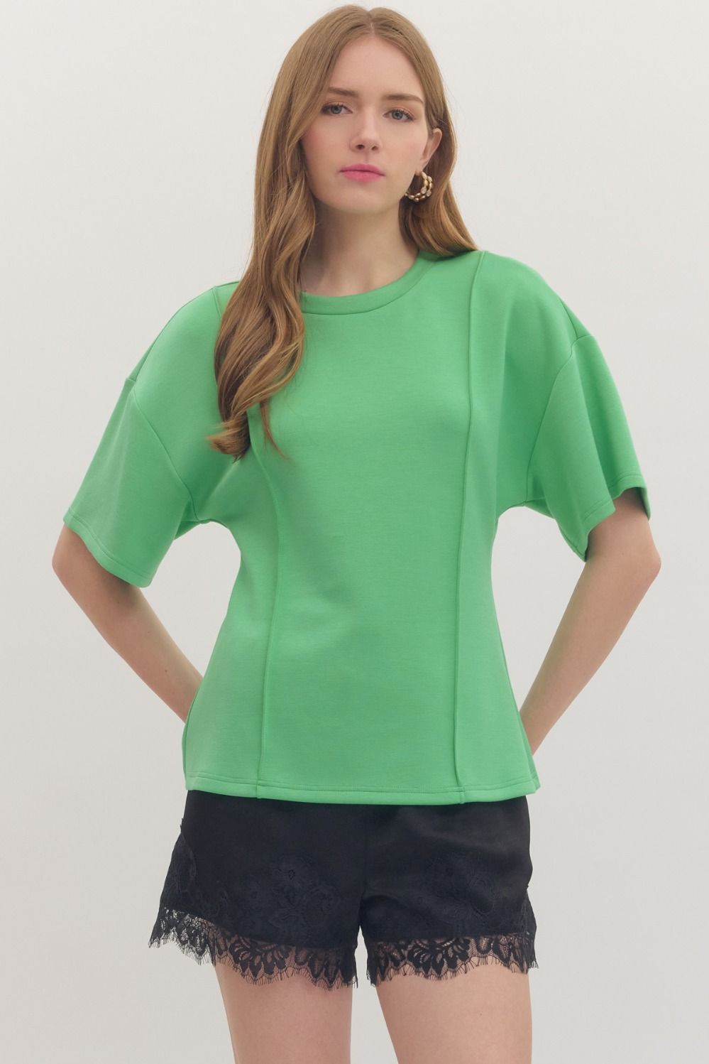 Solid short sleeve top
