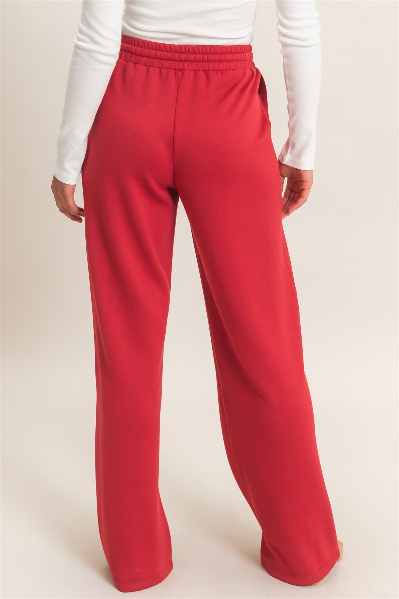 Elastic Waist Straight Leg Pants
